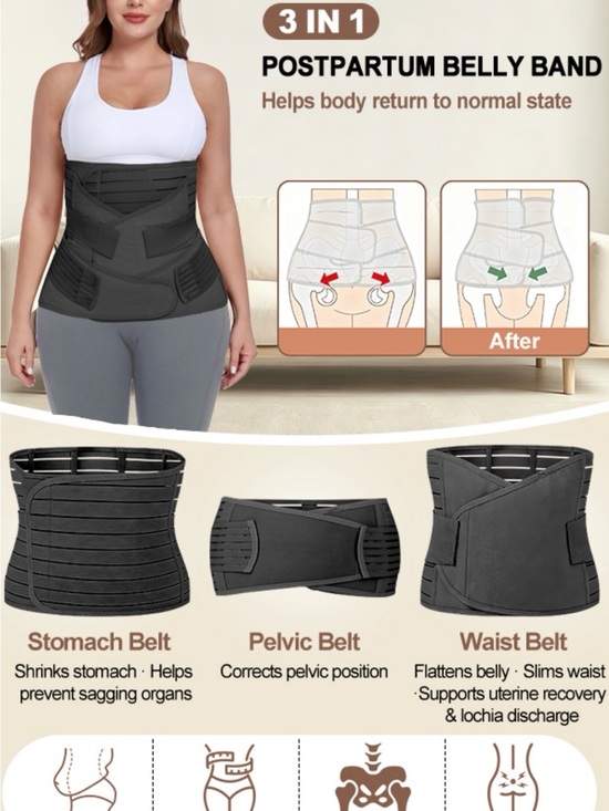 Other - 3-in-1 Postpartum Recovery Belly Band Wrap Support Belt XL Black